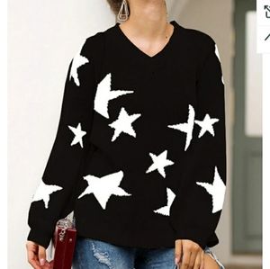 Cozy Black V-neck Sweater with matching mask set top M, L, or XL